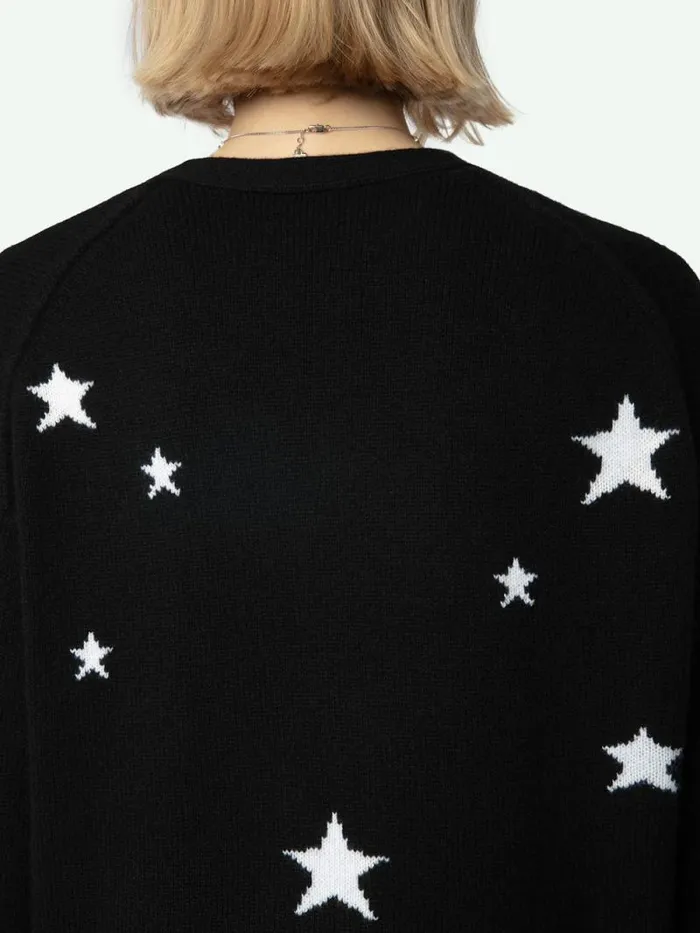 Women Zadig and Voltaire Sweaters and Cardigans Mirka Stars Cashmere Cardigan Black Women Zadig and Voltaire Sweaters and Cardigans Mirka Stars Cashmere Cardigan Black