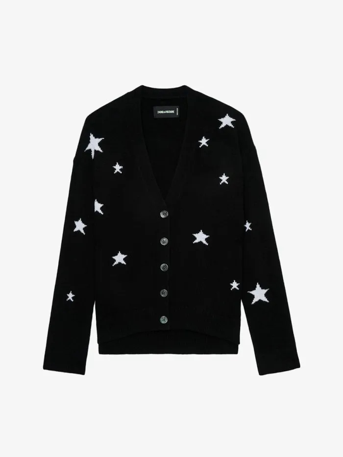 Women Zadig and Voltaire Sweaters and Cardigans Mirka Stars Cashmere Cardigan Black Women Zadig and Voltaire Sweaters and Cardigans Mirka Stars Cashmere Cardigan Black