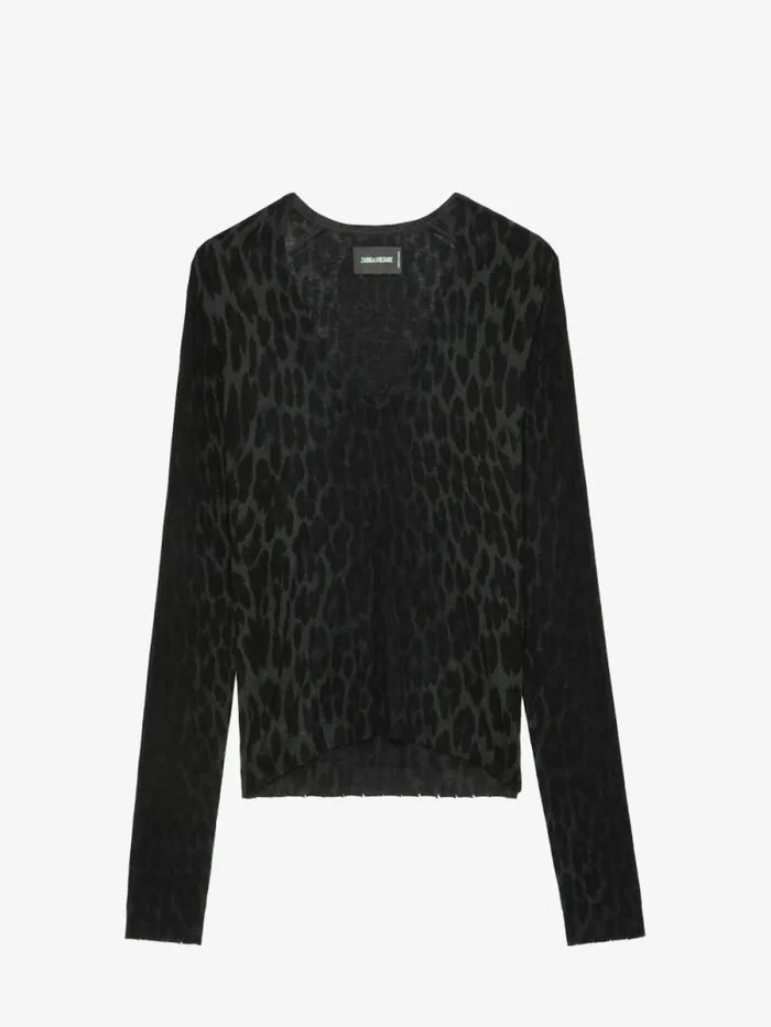 Women Zadig and Voltaire Sweaters and Cardigans Rivy Leopard Cashmere Sweater Peaks Women Zadig and Voltaire Sweaters and Cardigans Rivy Leopard Cashmere Sweater Peaks