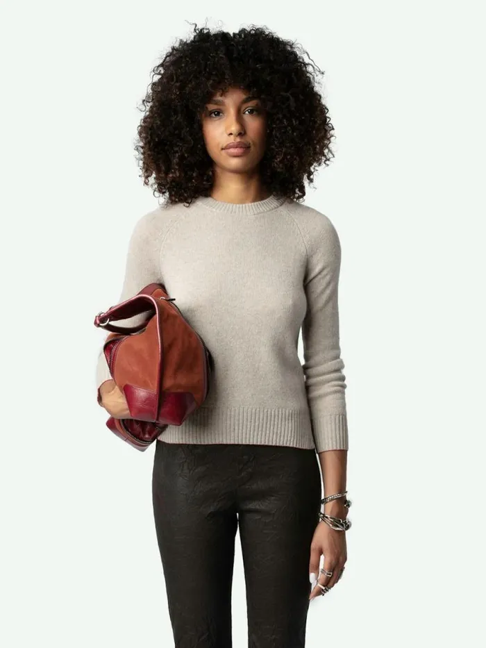 Women Zadig and Voltaire Sweaters and Cardigans Sourcy Cashmere Sweater Latte Women Zadig and Voltaire Sweaters and Cardigans Sourcy Cashmere Sweater Latte