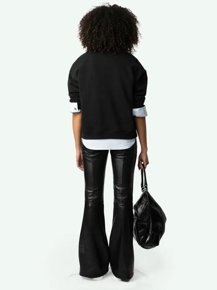 Women Zadig and Voltaire Sweatshirts and Hoodies Oscar Love Yourself Diamant Sweatshirt Black