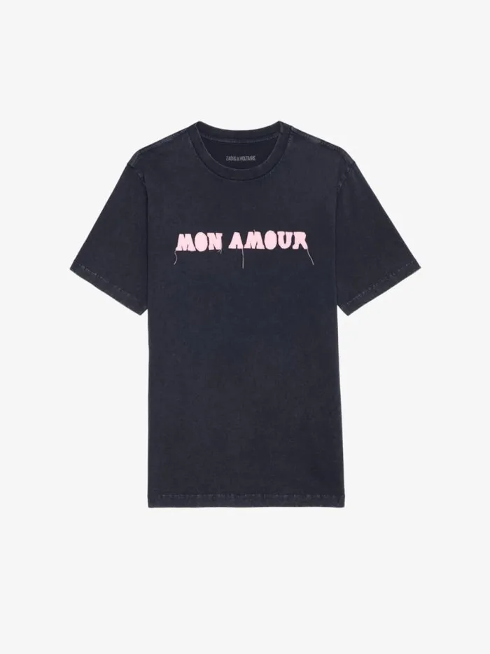 Women Zadig and Voltaire TShirts Edwin Mon Amour Tshirt Encre