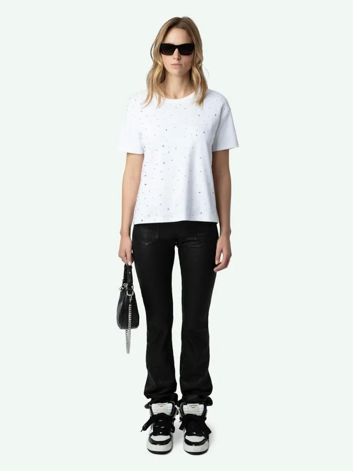 Women Zadig and Voltaire TShirts Marta Studded Tshirt White