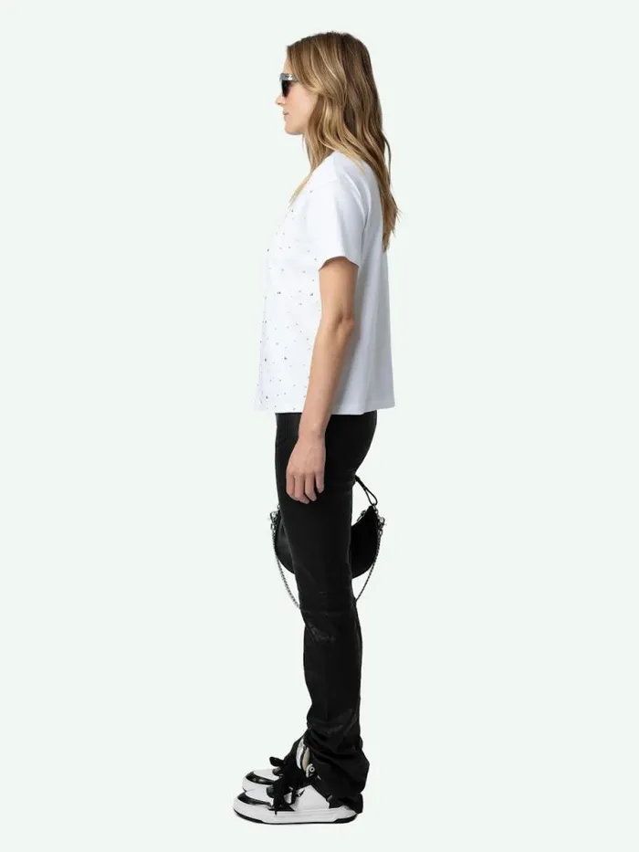 Women Zadig and Voltaire TShirts Marta Studded Tshirt White Women Zadig and Voltaire TShirts Marta Studded Tshirt White