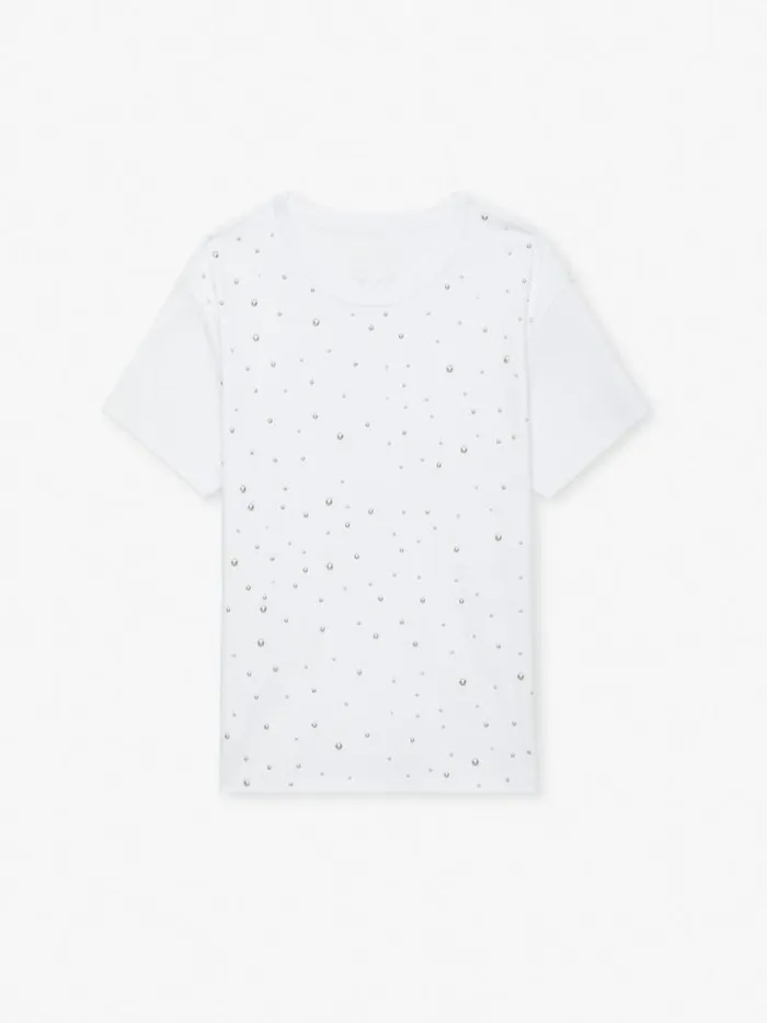 Women Zadig and Voltaire TShirts Marta Studded Tshirt White Women Zadig and Voltaire TShirts Marta Studded Tshirt White