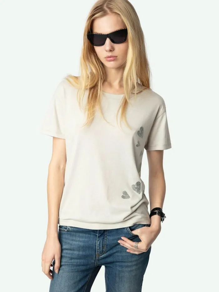Women Zadig and Voltaire TShirts Marta Tshirt Light Grey Women Zadig and Voltaire TShirts Marta Tshirt Light Grey