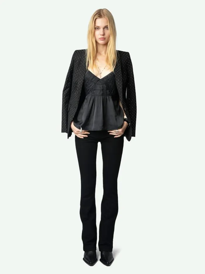 Women Zadig and Voltaire Tops and Shirts Cayonne Satin Camisole Black Women Zadig and Voltaire Tops and Shirts Cayonne Satin Camisole Black