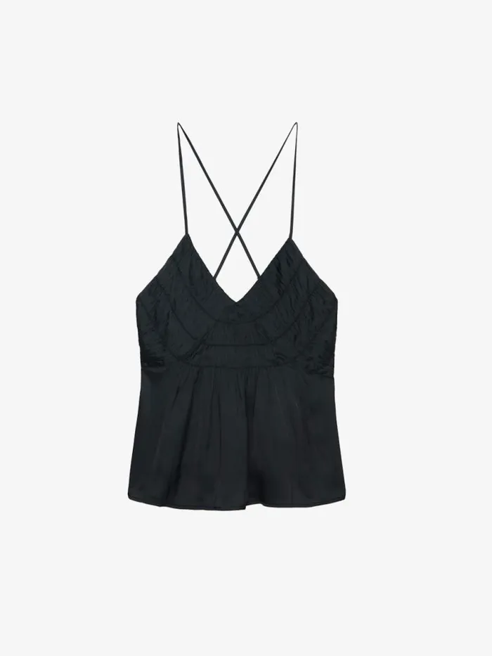 Women Zadig and Voltaire Tops and Shirts Cayonne Satin Camisole Black Women Zadig and Voltaire Tops and Shirts Cayonne Satin Camisole Black