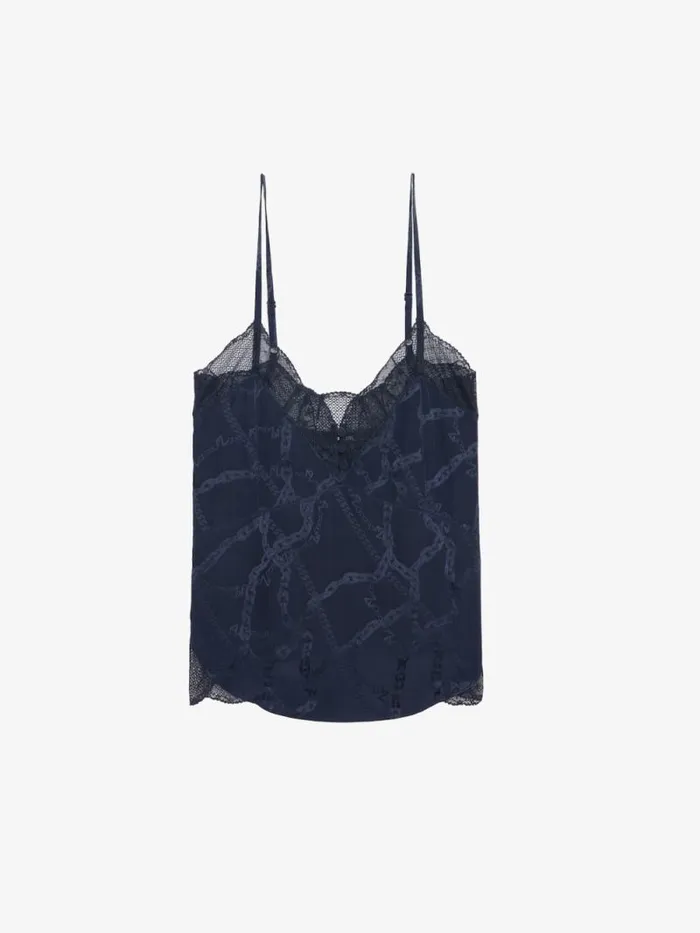 Women Zadig and Voltaire Tops and Shirts Cyoko Silk Camisole Encre Women Zadig and Voltaire Tops and Shirts Cyoko Silk Camisole Encre