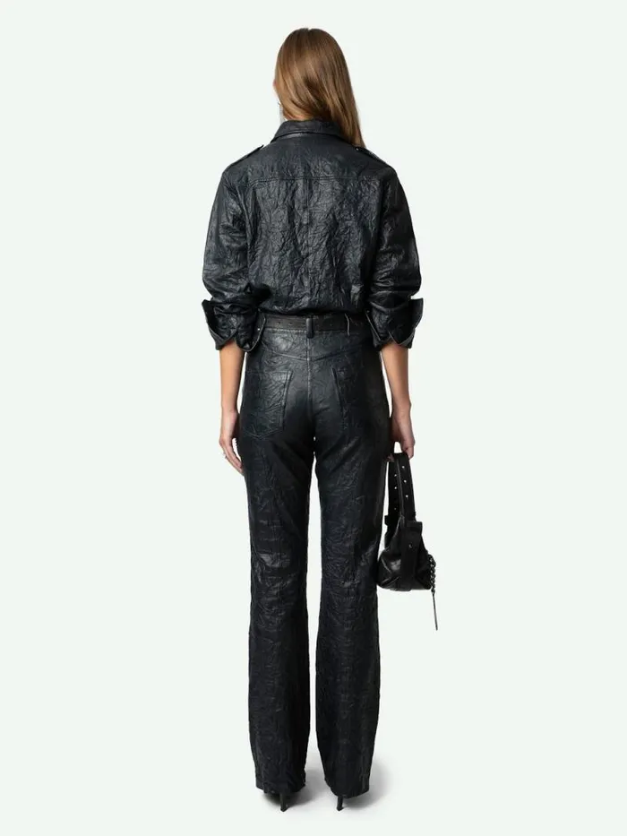 Women Zadig and Voltaire Tops and Shirts Taska Leather Shirt Encre