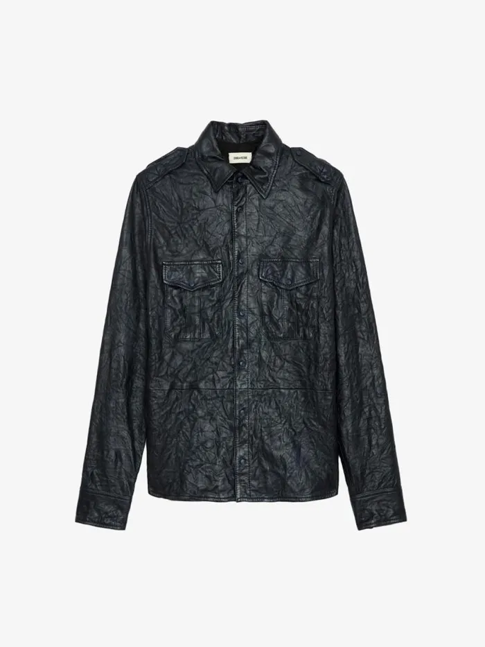 Women Zadig and Voltaire Tops and Shirts Taska Leather Shirt Encre
