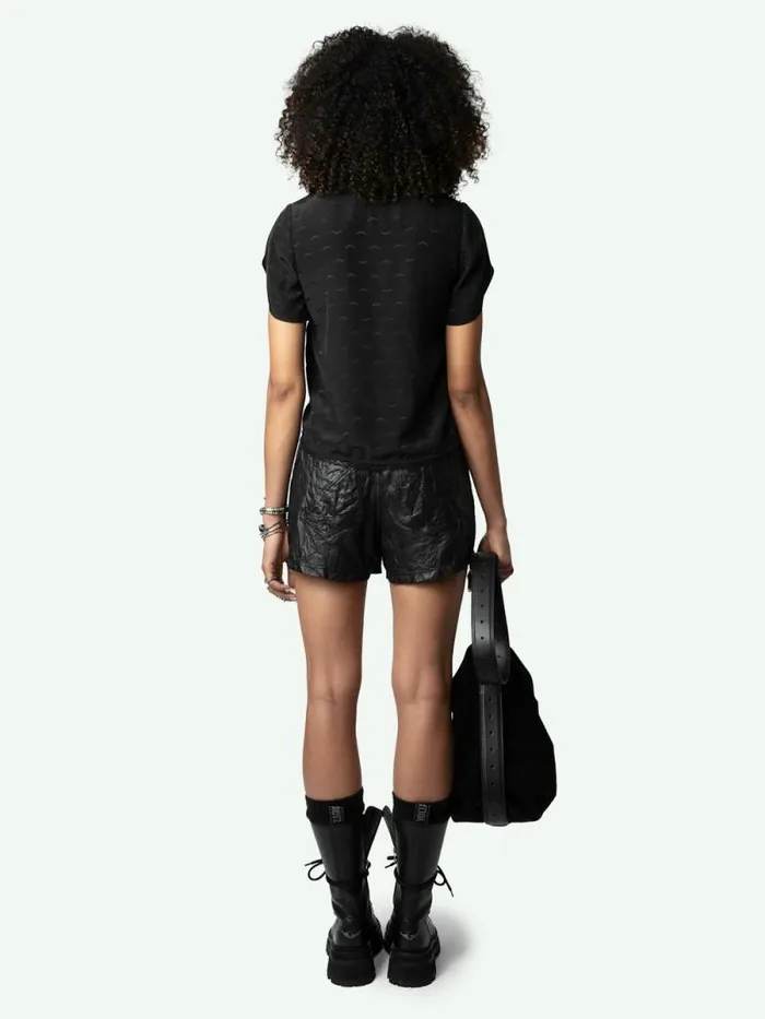 Women Zadig and Voltaire Tops and Shirts Tiffiny Wings Silk Jacquard Top Black Women Zadig and Voltaire Tops and Shirts Tiffiny Wings Silk Jacquard Top Black