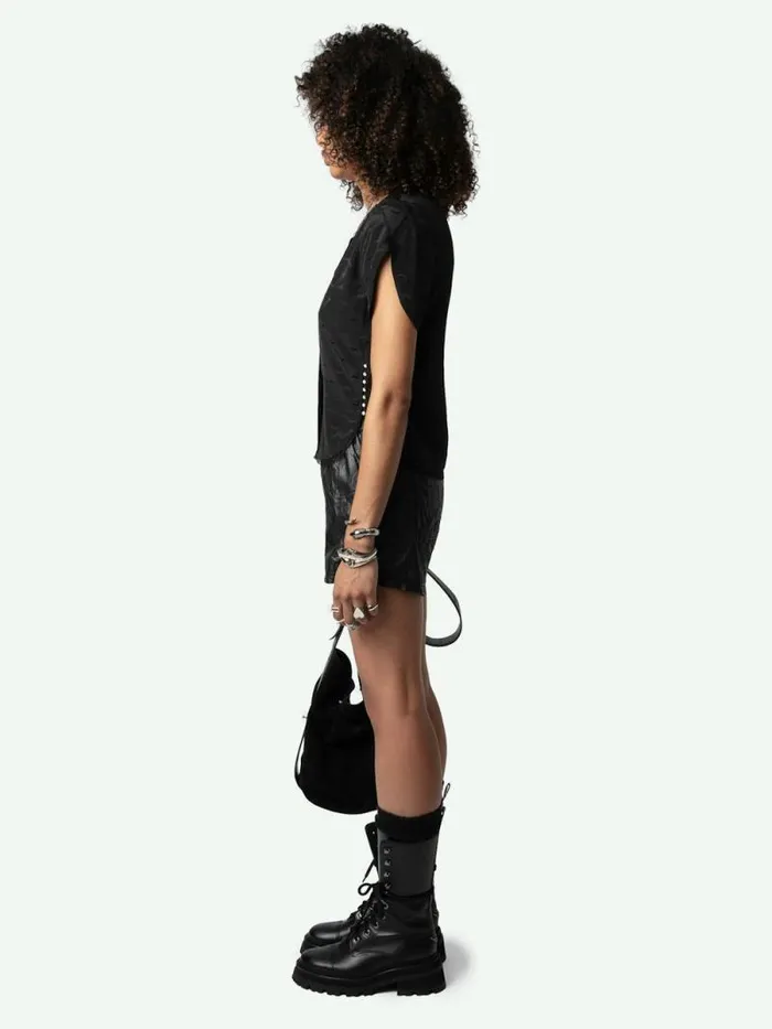 Women Zadig and Voltaire Tops and Shirts Tiffiny Wings Silk Jacquard Top Black Women Zadig and Voltaire Tops and Shirts Tiffiny Wings Silk Jacquard Top Black
