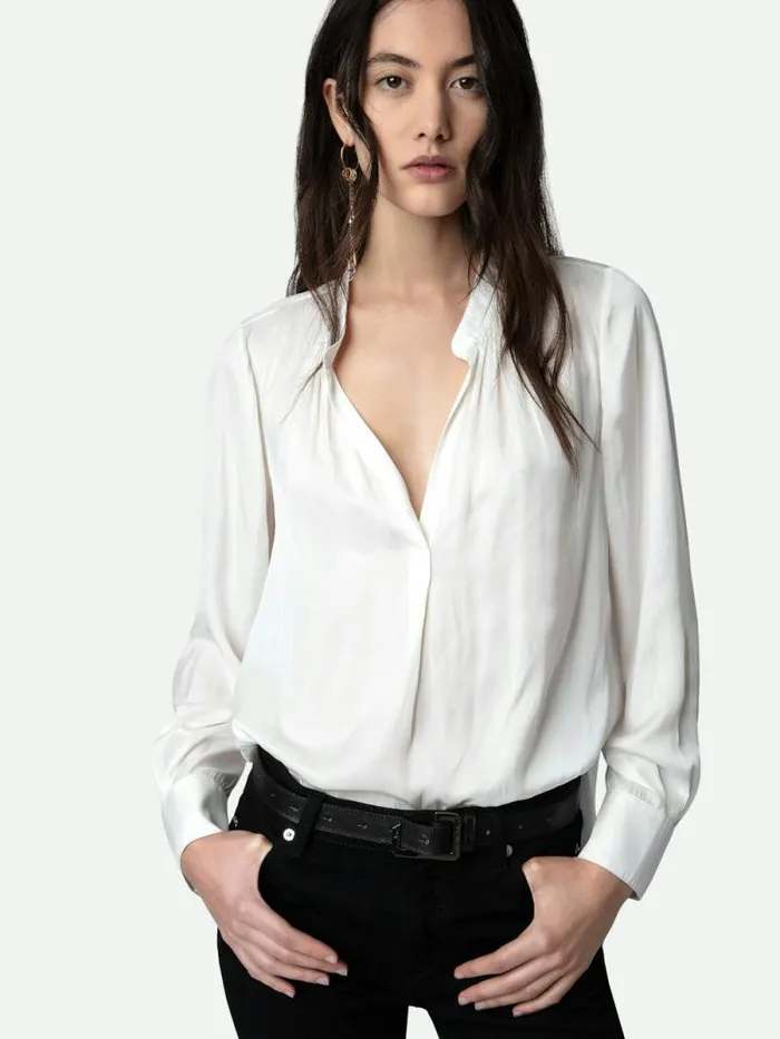 Women Zadig and Voltaire Tops and Shirts Tink Satin Blouse White