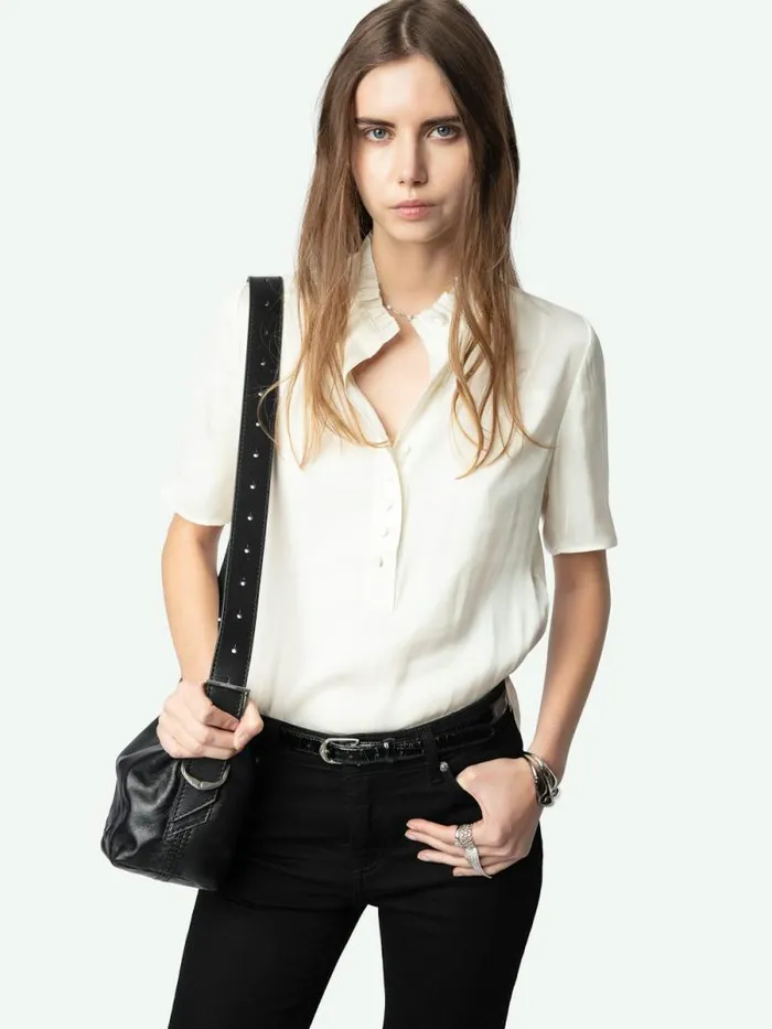 Women Zadig and Voltaire Tops and Shirts Topher Satin Top Flake Women Zadig and Voltaire Tops and Shirts Topher Satin Top Flake