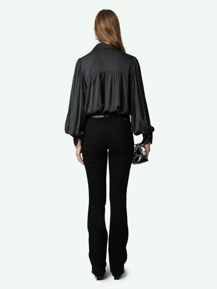 Women Zadig and Voltaire Tops and Shirts Trenta Satin Blouse Black