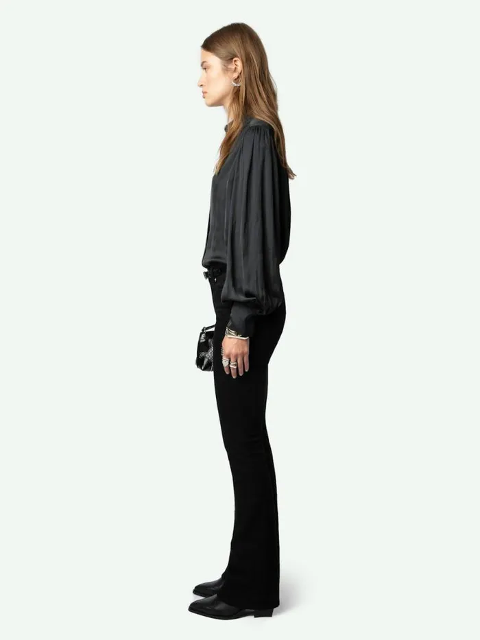 Women Zadig and Voltaire Tops and Shirts Trenta Satin Blouse Black