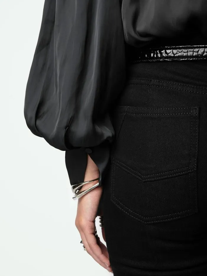 Women Zadig and Voltaire Tops and Shirts Trenta Satin Blouse Black