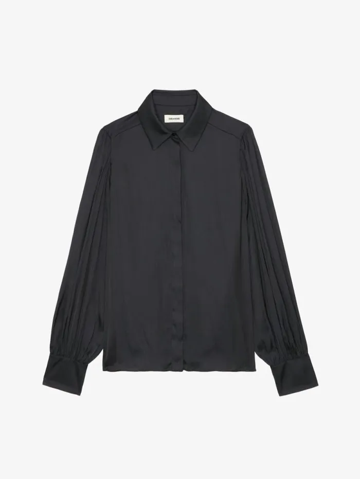 Women Zadig and Voltaire Tops and Shirts Trenta Satin Blouse Black