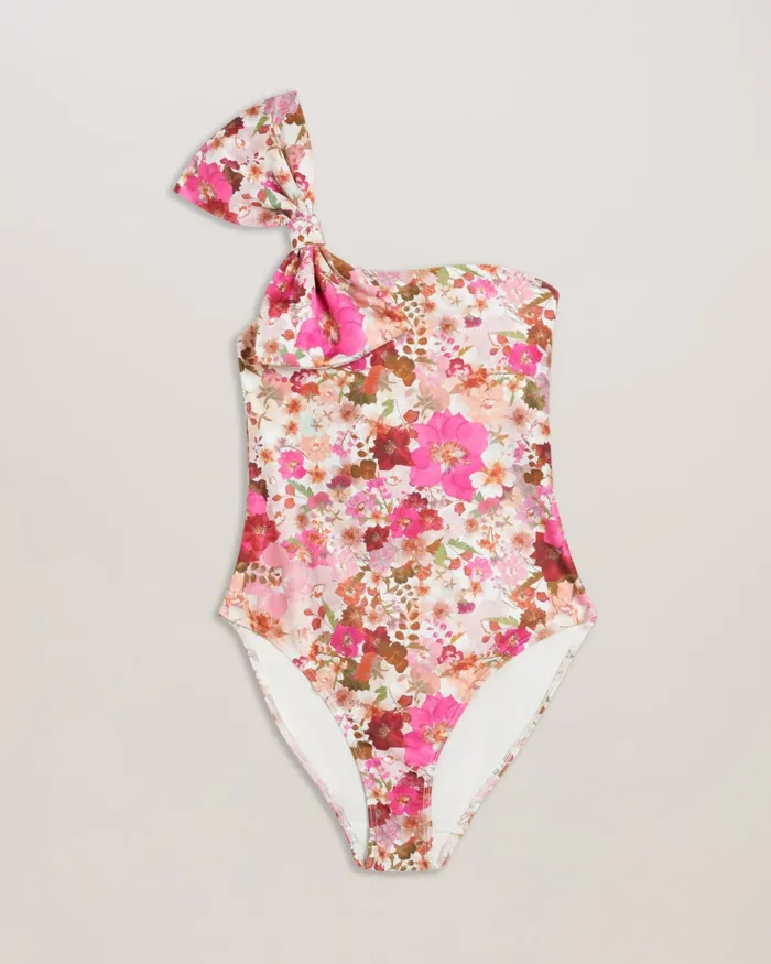 Women ZAYLEY 8211 One Shoulder Floral Swimsuit With Bow Pink Ted Baker Swimwear and Beachwear Women ZAYLEY 8211 One Shoulder Floral Swimsuit With Bow Pink Ted Baker Swimwear and Beachwear