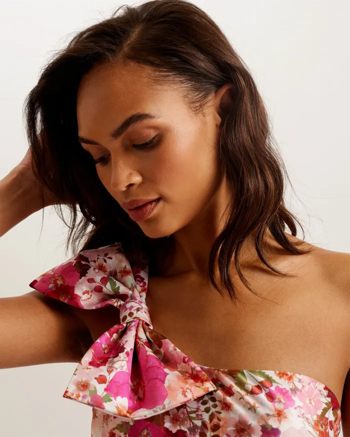 Women ZAYLEY 8211 One Shoulder Floral Swimsuit With Bow Pink Ted Baker Swimwear and Beachwear Women ZAYLEY 8211 One Shoulder Floral Swimsuit With Bow Pink Ted Baker Swimwear and Beachwear