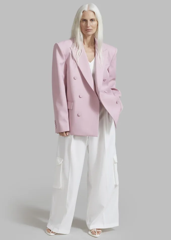 Women Zia Covered Buttons Blazer 8211 Pink The Frankie Shop Outerwear
