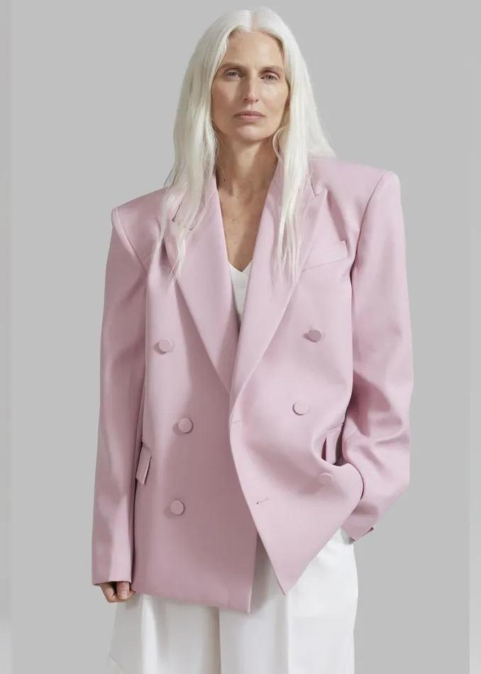 Women Zia Covered Buttons Blazer 8211 Pink The Frankie Shop Outerwear