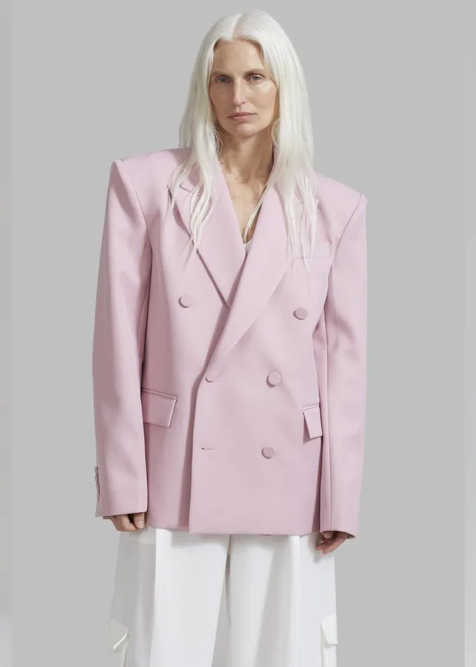 Women Zia Covered Buttons Blazer 8211 Pink The Frankie Shop Outerwear