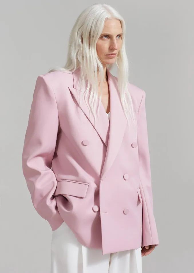 Women Zia Covered Buttons Blazer 8211 Pink The Frankie Shop Outerwear