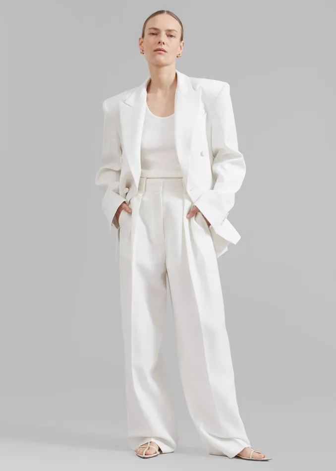 Women Zia Pintuck Trousers 8211 White The Frankie Shop Bottoms