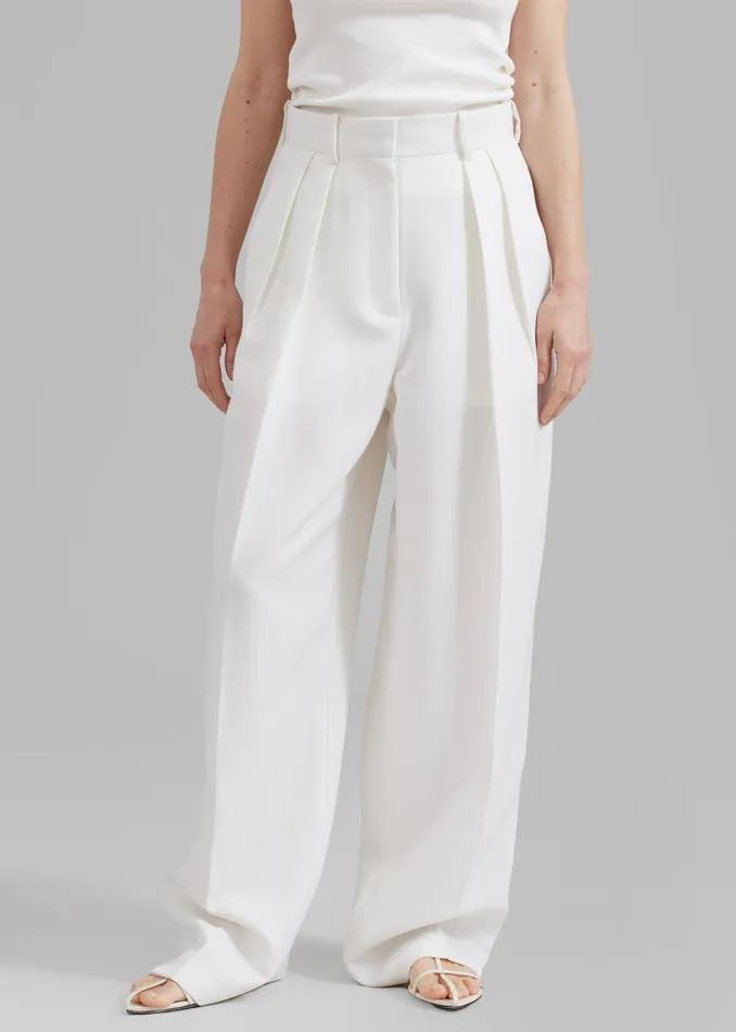 Women Zia Pintuck Trousers 8211 White The Frankie Shop Bottoms