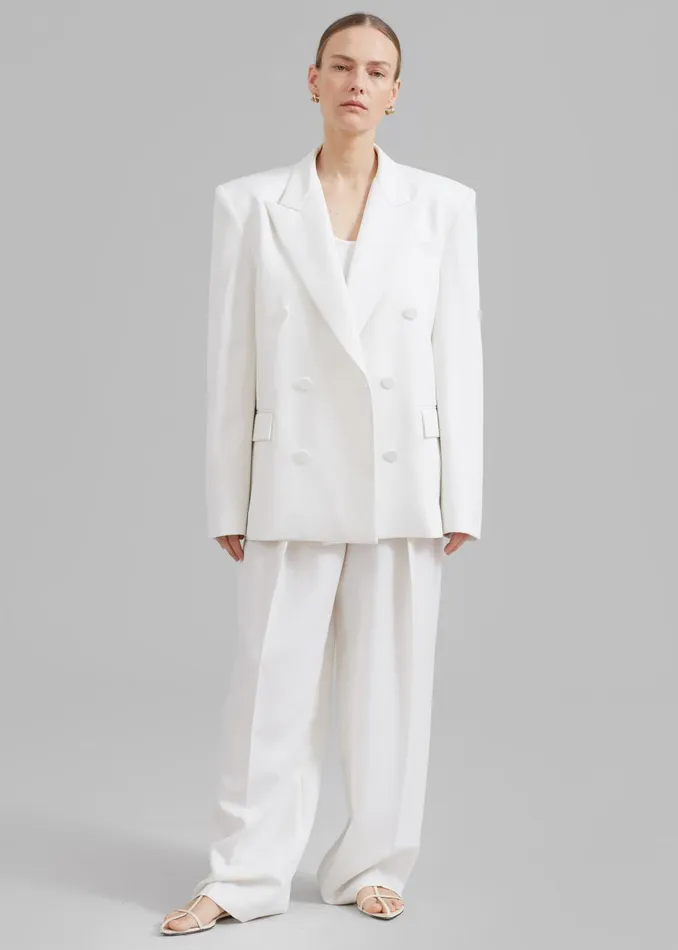 Women Zia Pintuck Trousers 8211 White The Frankie Shop Bottoms