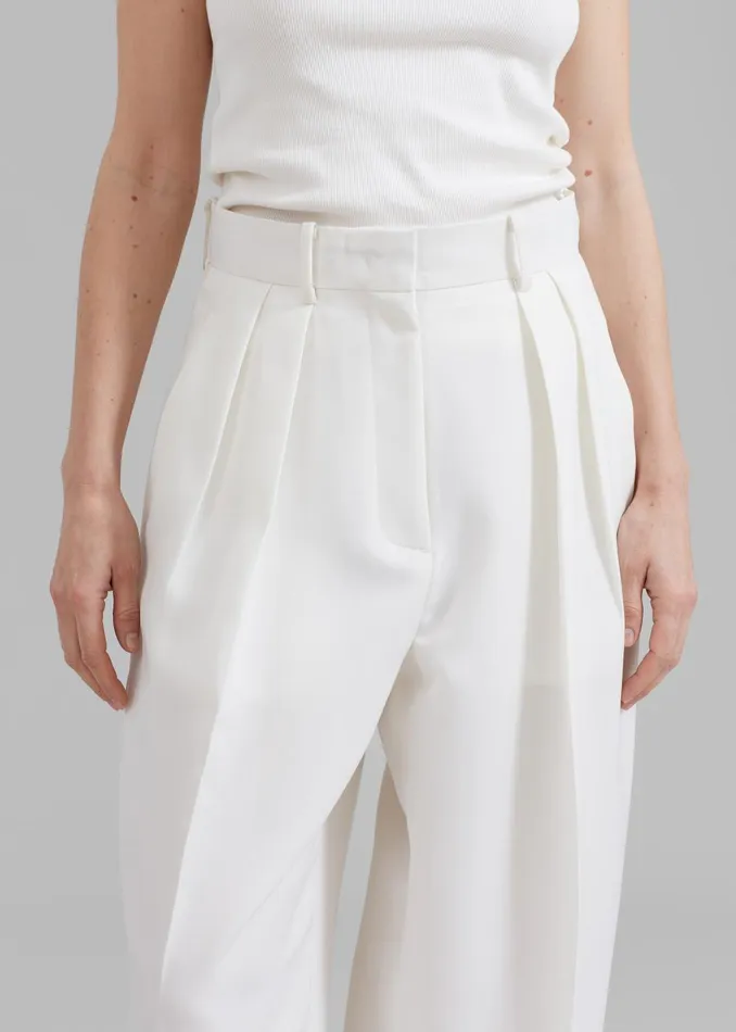 Women Zia Pintuck Trousers 8211 White The Frankie Shop Bottoms