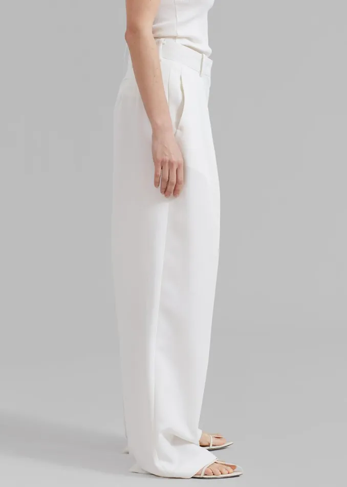 Women Zia Pintuck Trousers 8211 White The Frankie Shop Bottoms