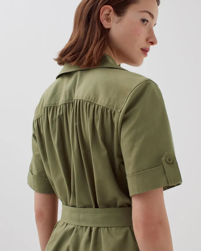 Women ZipUp Cargo Dress Covert Green Comptoir Des Cotonniers Dresses and Jumpsuits Women ZipUp Cargo Dress Covert Green Comptoir Des Cotonniers Dresses and Jumpsuits