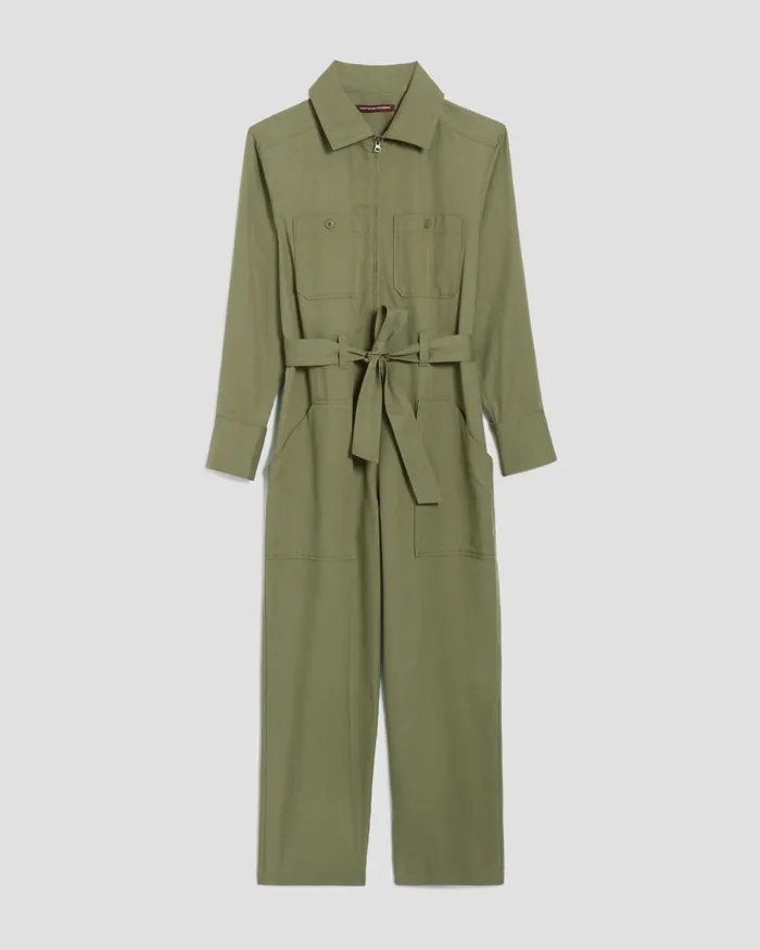 Women ZipUp Cargo Jumpsuit Covert Green Comptoir Des Cotonniers Dresses and Jumpsuits Women ZipUp Cargo Jumpsuit Covert Green Comptoir Des Cotonniers Dresses and Jumpsuits