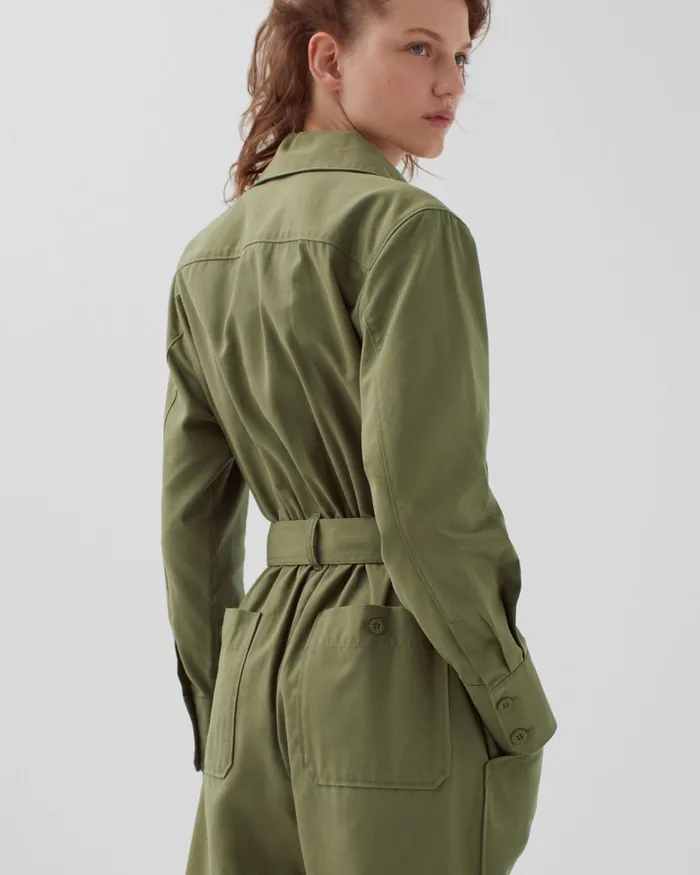 Women ZipUp Cargo Jumpsuit Covert Green Comptoir Des Cotonniers Dresses and Jumpsuits Women ZipUp Cargo Jumpsuit Covert Green Comptoir Des Cotonniers Dresses and Jumpsuits
