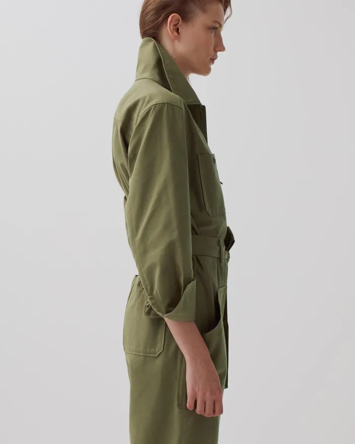 Women ZipUp Cargo Jumpsuit Covert Green Comptoir Des Cotonniers Dresses and Jumpsuits Women ZipUp Cargo Jumpsuit Covert Green Comptoir Des Cotonniers Dresses and Jumpsuits