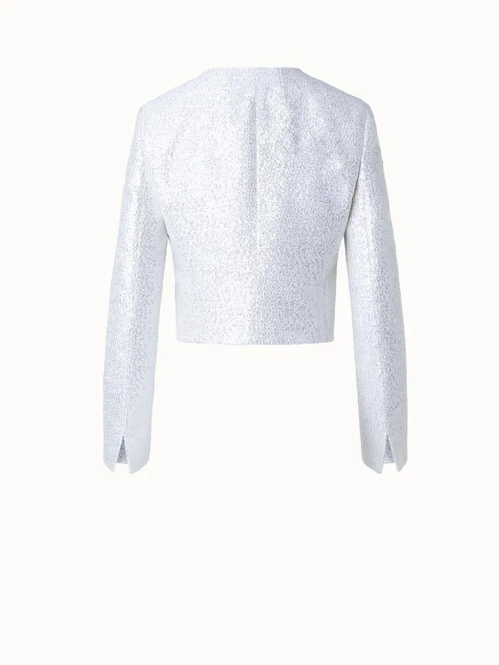 Wool Blend With Sequins Short Jacket Ecru Women Akris Jackets
