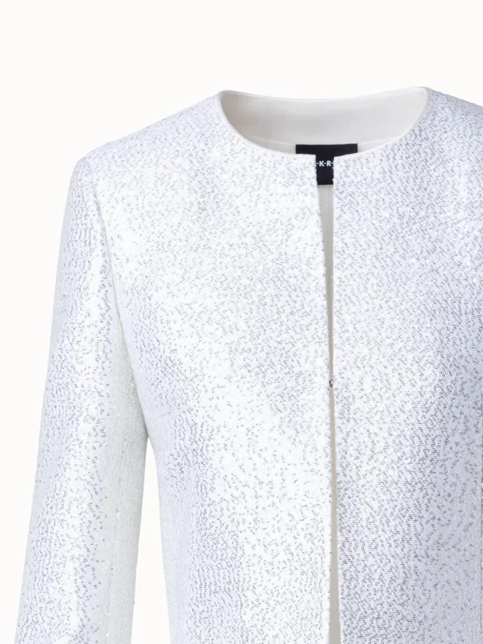 Wool Blend With Sequins Short Jacket Ecru Women Akris Jackets