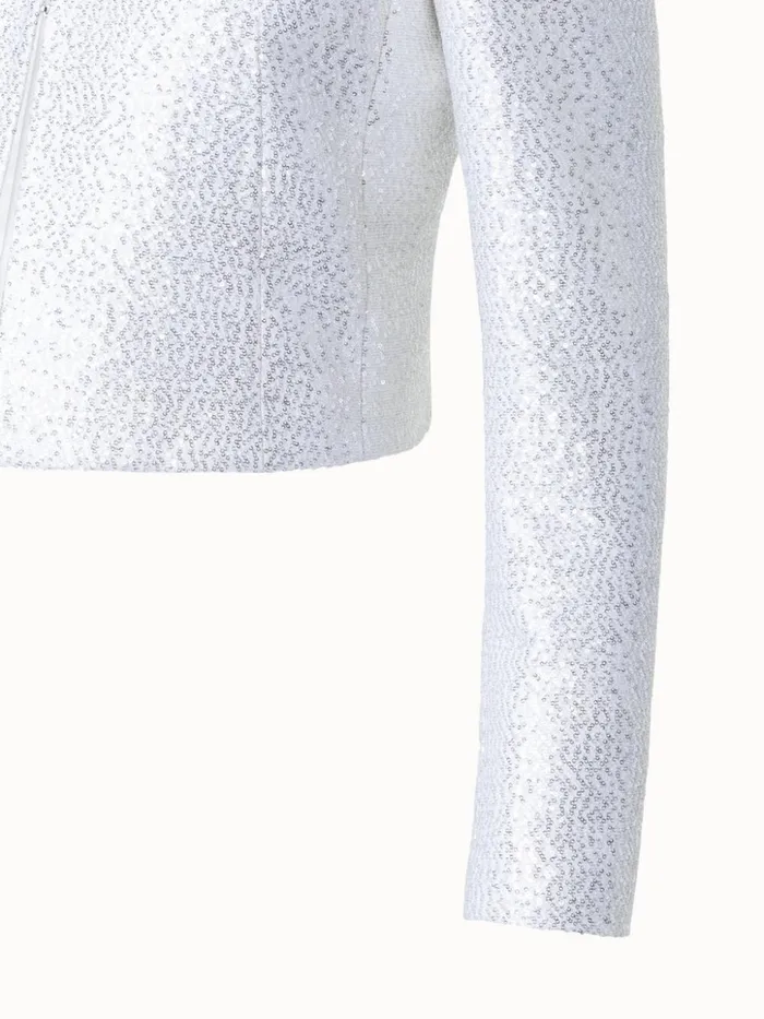 Wool Blend With Sequins Short Jacket Ecru Women Akris Jackets