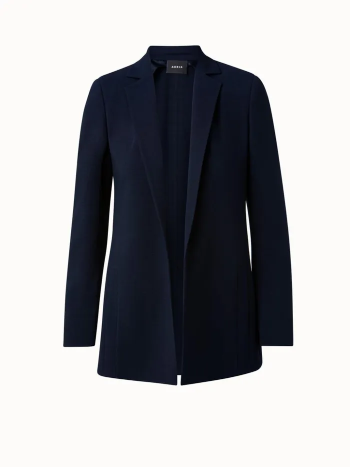 Wool DoubleFace Blazer With Elongated Lapel Navy Women Akris Jackets