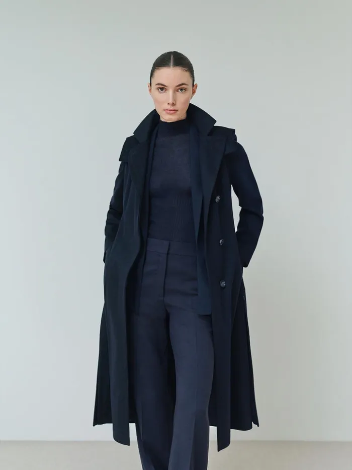 Wool DoubleFace Blazer With Elongated Lapel Navy Women Akris Jackets