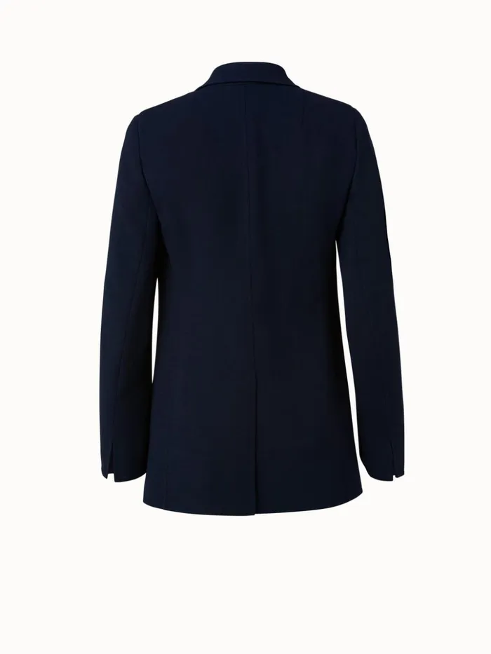 Wool DoubleFace Blazer With Elongated Lapel Navy Women Akris Jackets