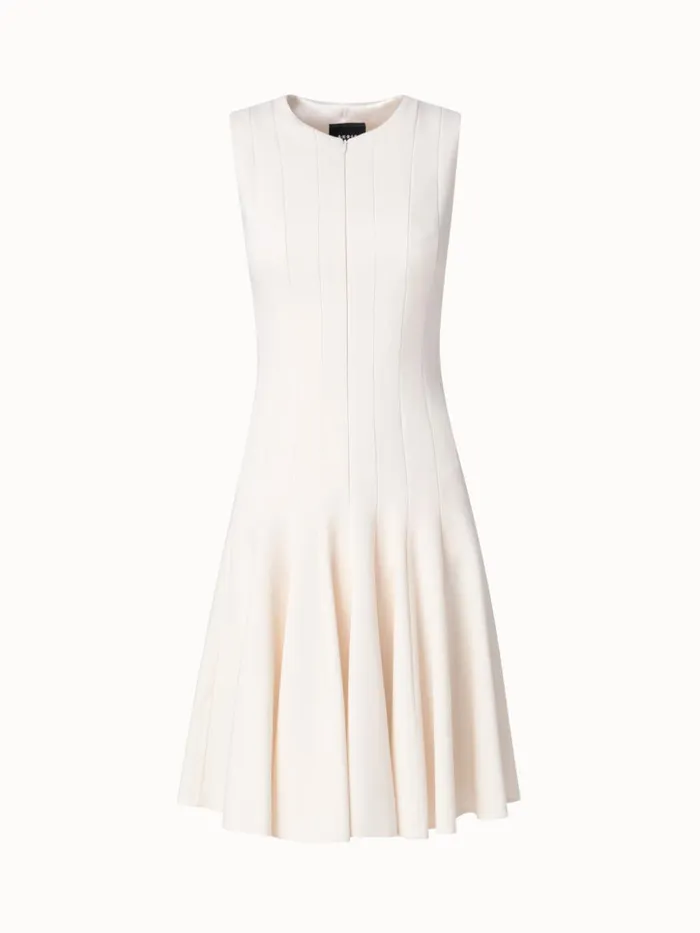 Wool DoubleFace Dress With Skaters Pleats Offwhite Women Akris Dresses