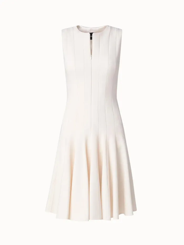 Wool DoubleFace Dress With Skaters Pleats Offwhite Women Akris Dresses