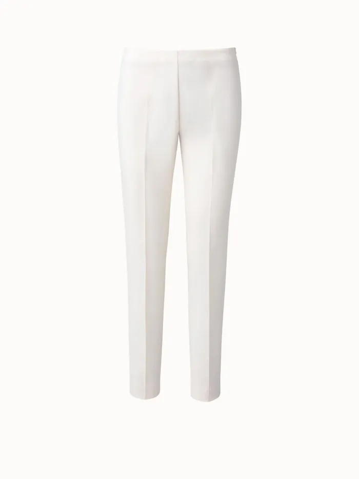 Wool DoubleFace Pants With Slim Leg Offwhite Women Akris Pants