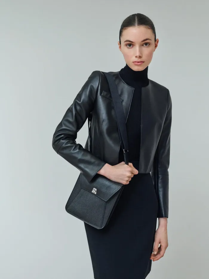Wool DoubleFace Wrap Effect Pencil Skirt Black Women Akris Skirts