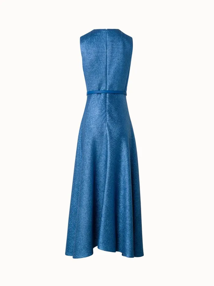 Wool Silk Lurex Midi Dress Medium Denim Women Akris Dresses