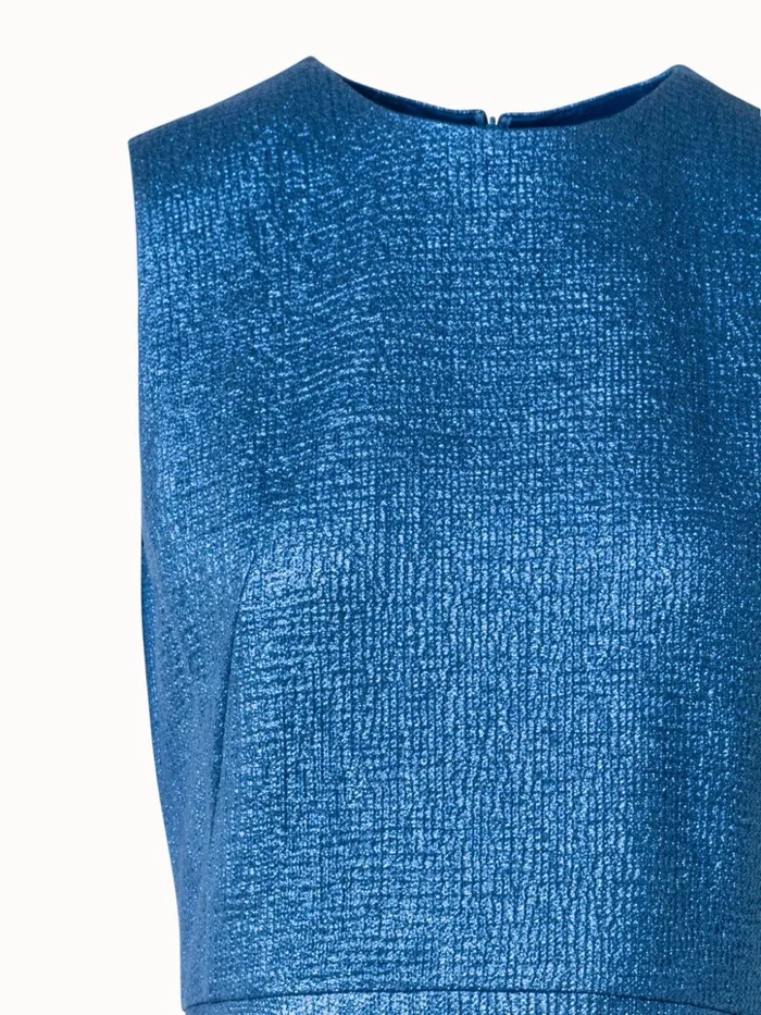 Wool Silk Lurex Midi Dress Medium Denim Women Akris Dresses